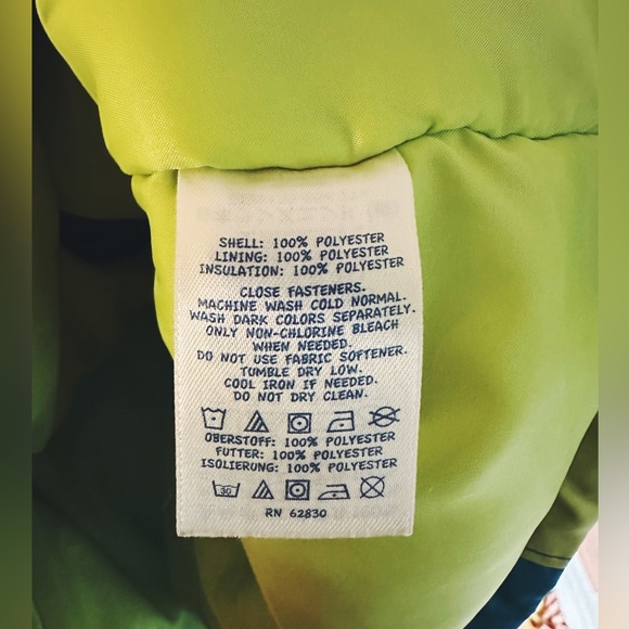 Lands End Teal and Neon Winter Hooded Jacket - Picture 5 of 7